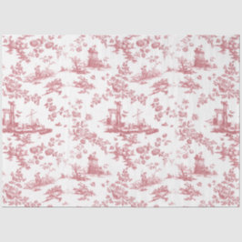 Vintag Englisch Floral Toile de Jouy-Pink Seidenpapier