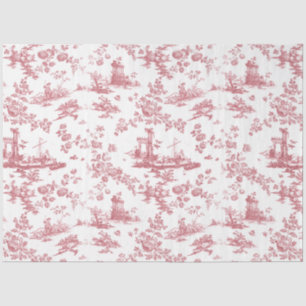 Vintag Englisch Floral Toile de Jouy-Pink Seidenpapier