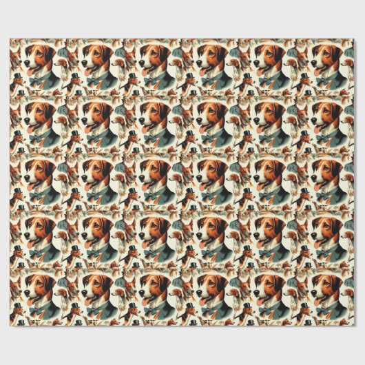 Vintag-Englisch-Foxhound-Illustration Geschenkpapier (Flach)