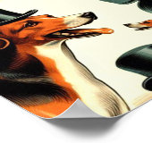Vintag-Englisch-Foxhound-Illustration Poster (Ecke)