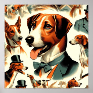 Vintag-Englisch-Foxhound-Illustration Poster