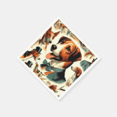 Vintag-Englisch-Foxhound-Illustration Serviette (Ecke)