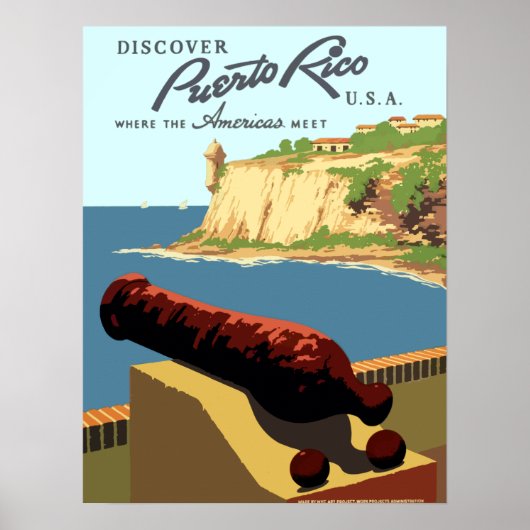 Vintag Entdecken Puerto Rico WPA Reisen Poster (Vorne)