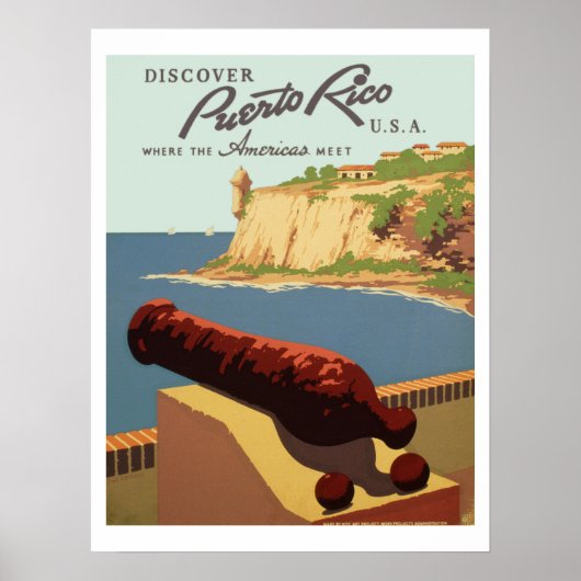 Vintag Entdecken Puerto Rico WPA Reiseplaner Poster (Vorne)