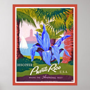 Vintag entdecken Sie Puerto- Ricoplakat-Druck Poster