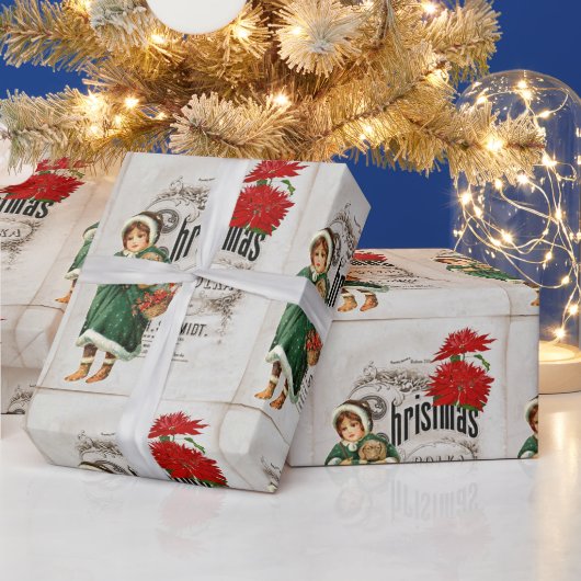 Vintag Ephemera Christmas Ad Niedlich Girl Geschenkpapier (Feiertage)