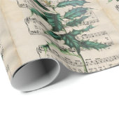 Vintag Ephemera Christmas Song Jingle Bell Green Geschenkpapier (Rolleneckpunkt)