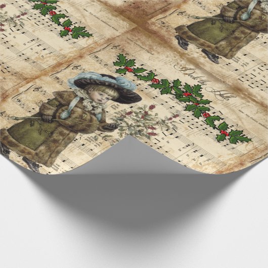 Vintag Ephemera Deck, Hall Weihnachtslied Geschenkpapier (Ecke)