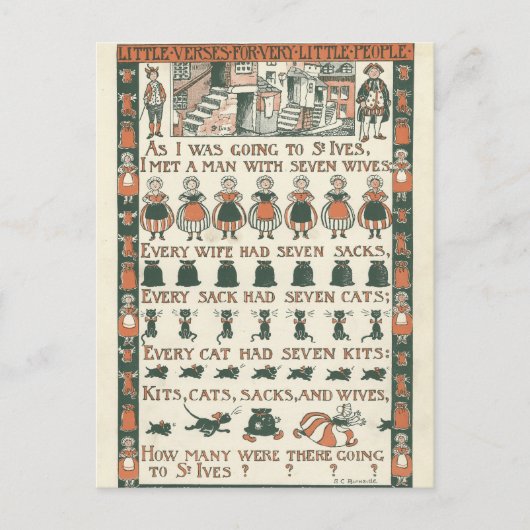 Vintag Ephemera Kinderzimmer Rhyme Postcard Postkarte (Vorderseite)