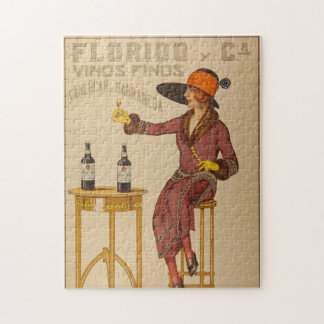 Vintag Ephemera Lady Wine Toast Puzzle