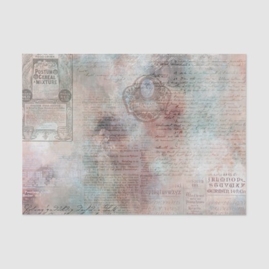 Vintag Ephemera Newsprint Seidenpapier (Vorderseite)