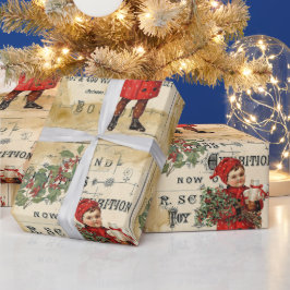 Vintag Ephemera Niedlich Kid Christmas Ad Poster Geschenkpapier