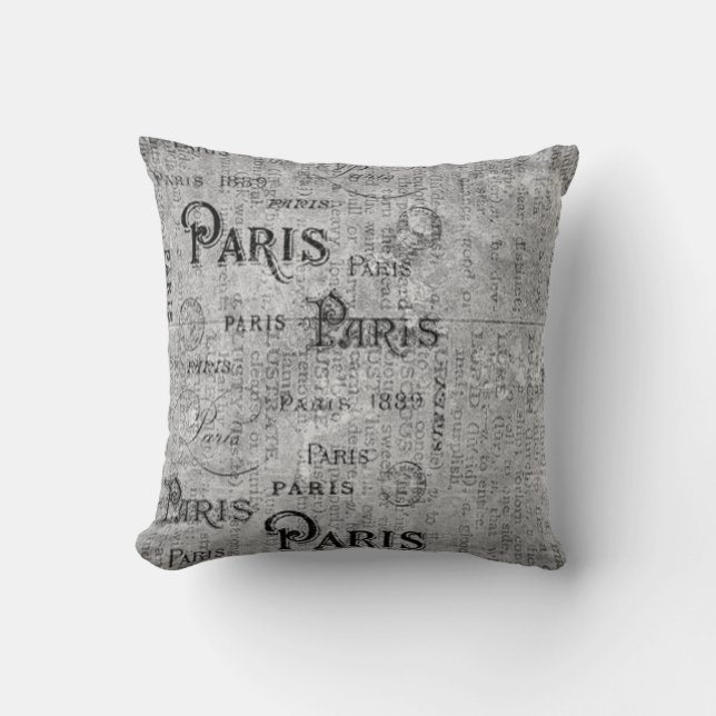 Vintag Ephemera Paris Kissen (Vorderseite)