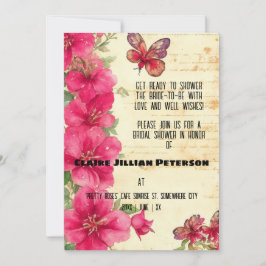 Vintag Ephemera Red Gladiolus Brautparty Einladung