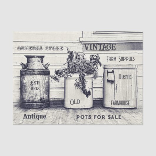 Vintag Ephemera Rustic Country Jugs Seidenpapier (Vorderseite)