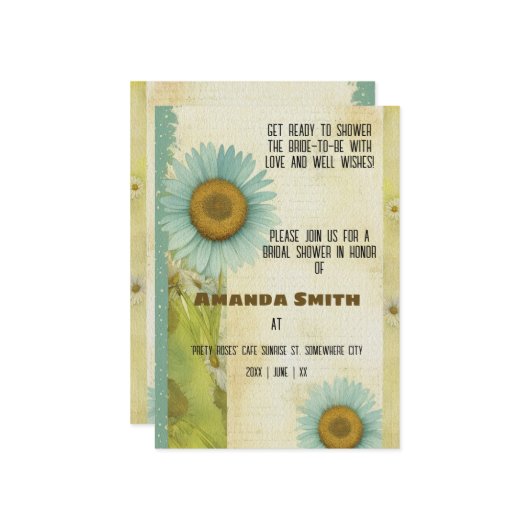 Vintag Ephemera Sonnenblume Brautparty Einladung (Vorderseite/Rückseite Beispiel)