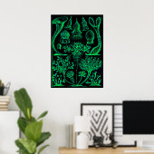 Vintag Ernst Haeckel Green & Black Poster Print (Heimbüro)