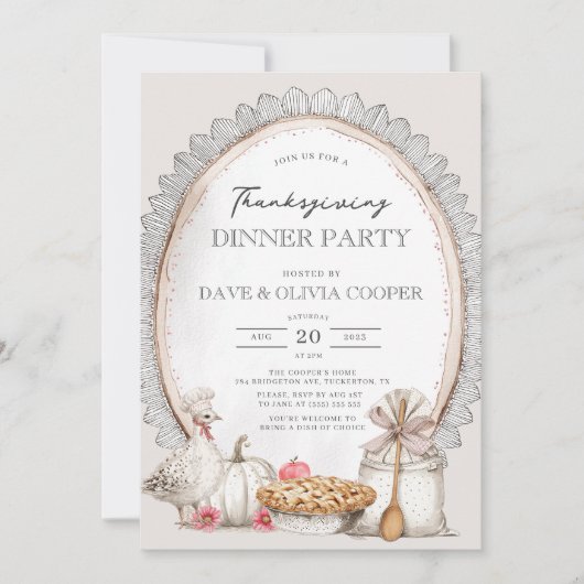 Vintag Erntedank Dinner Party Einladung (Vorderseite)