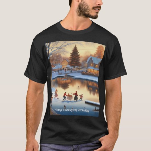Vintag Erntedank Ice Skaten T-Shirt (Vorderseite)