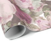 Vintag erröten Blumenmalerei rosa Burgunder-Rosen Geschenkpapier (Rolleneckpunkt)