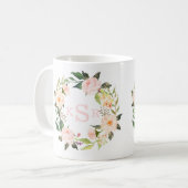 Vintag erröten rosa mit Monogramm Kaffeetasse (Vorderseite Links)