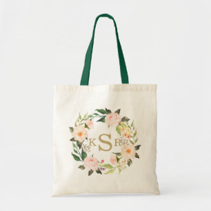 Vintag erröten rosa mit Monogramm Tragetasche