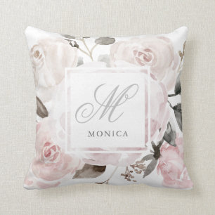 Vintag erröten rosa Monogramm der Kissen