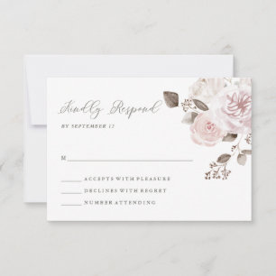 Vintag erröten rosa Rosen und Pfingstrosen Wedding RSVP Karte