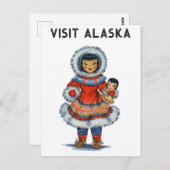 Vintag Eskimo Besuch Alaska Postkarte (Vorne/Hinten)