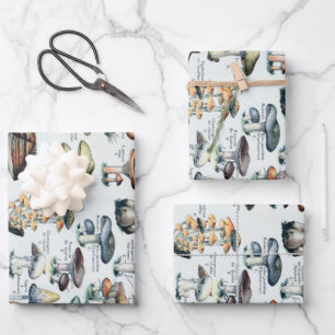 Vintag essbare Mushroom Chart Geschenkpapier Set