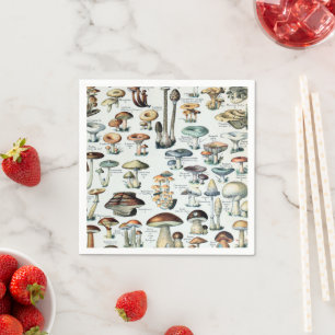 Vintag essbare Mushroom Chart Serviette