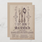 Vintag ESSEN SIE GETRÄNK UND SEIEN SIE VERHEIRATET Einladung (Vorne/Hinten)