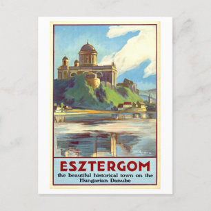 Vintag Esztergom, Ungarn, Travel Poster Postkarte