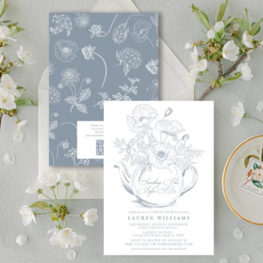 Vintag Etwas Blue Bridal Tee QR Brautparty Einladung