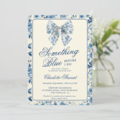 Vintag etwas Blue Toile Brautparty Brunch Einladung (Stehend Vorderseite)
