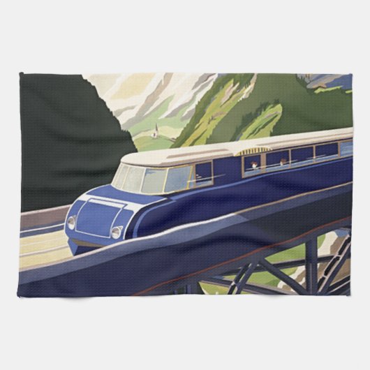 Vintag Europe Rail Travel Kitchtuch Handtuch (Horizontal)