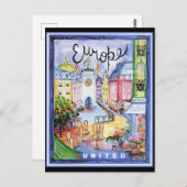 Vintag Europe Travel Poster, Postkarte (Vorne/Hinten)