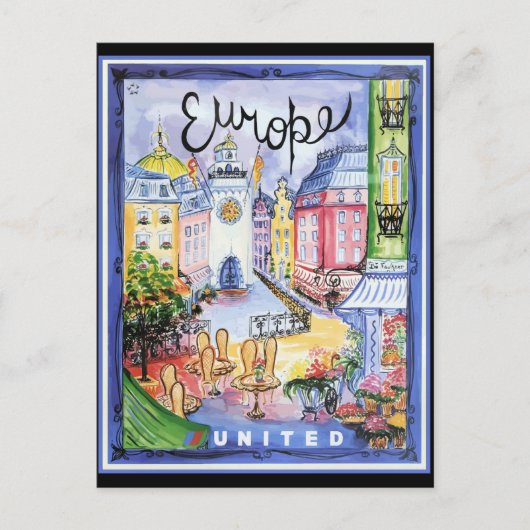 Vintag Europe Travel Poster, Postkarte (Vorderseite)