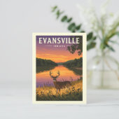 Vintag Evansville Indiana Postkarte (Stehend Vorderseite)