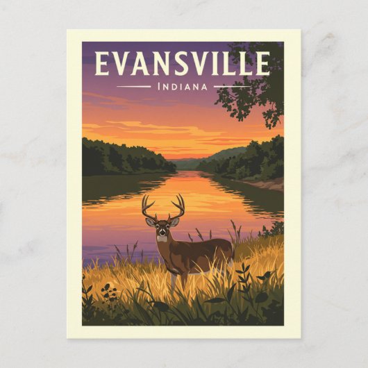 Vintag Evansville Indiana Postkarte (Vorderseite)