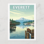 Vintag Everett Washington Postkarte (Vorderseite)