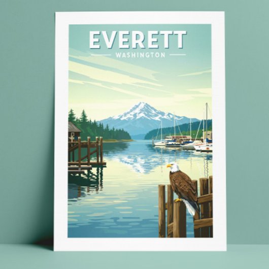Vintag Everett Washington Postkarte