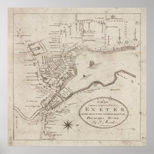 Vintag Exeter NH Map (1802) Poster (Vorne)