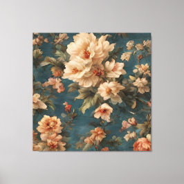 Vintag Exquisite Blume Weiß und Grün Korallenrot Leinwanddruck