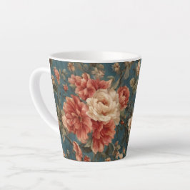 Vintag Exquisite Blume Weiß und Grün Korallenrot Milchtasse