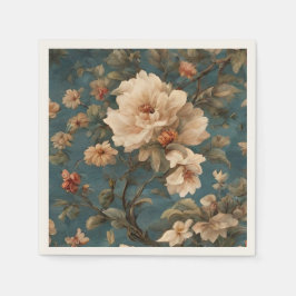 Vintag Exquisite Blume Weiß und Grün Korallenrot Serviette