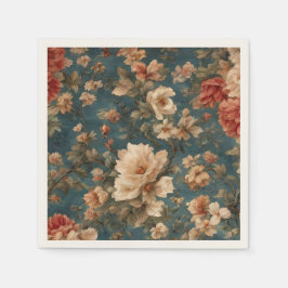 Vintag Exquisite Blume Weiß und Grün Korallenrot Serviette