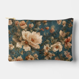 Vintag Exquisite Blume Weiß und Grün Korallenrot Zubehörtasche