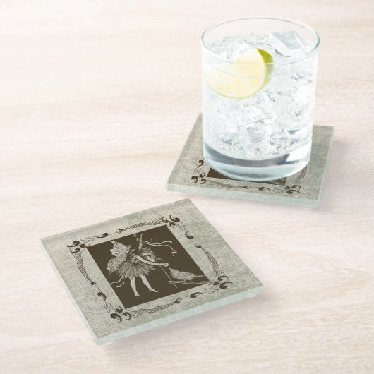 Vintag Fairy & Bird Glasuntersetzer (Schrägansicht)