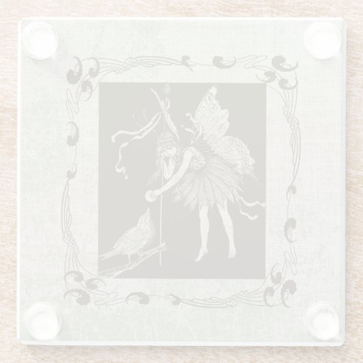 Vintag Fairy & Bird Glasuntersetzer (Rückseite)